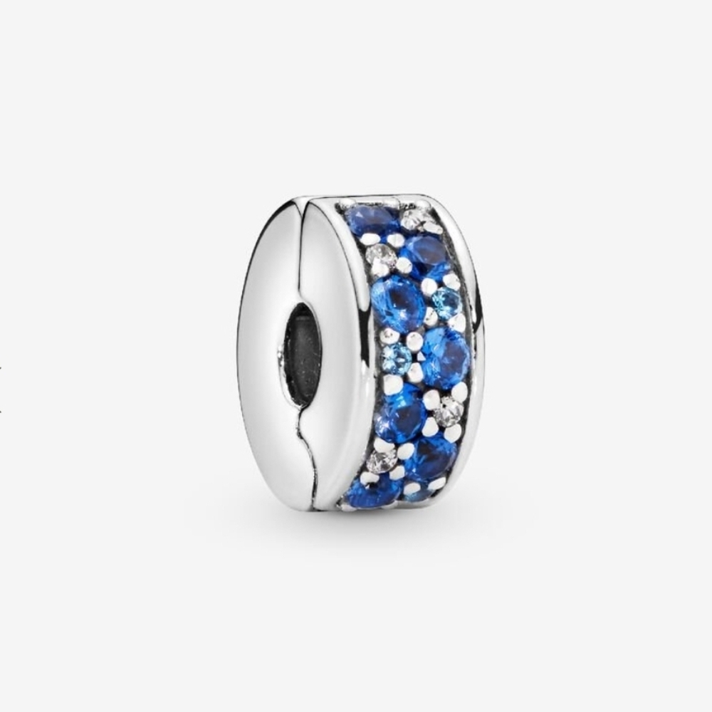 Pandora Blue Pavé Clip Charm 791817NSBMXSterling silver NWT